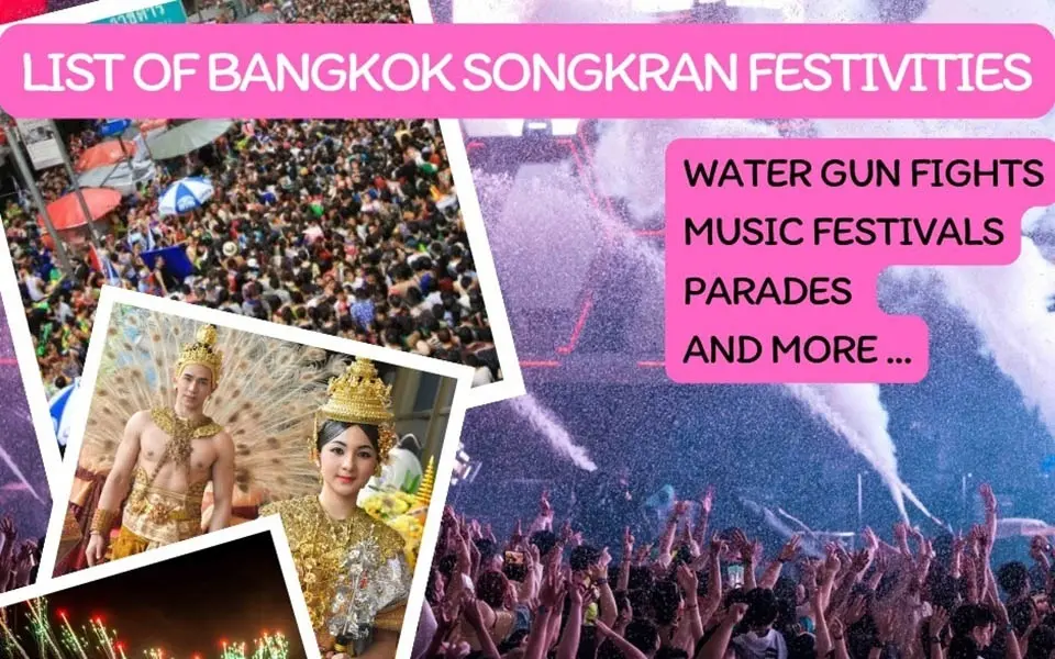 Liste der Songkran-Festivitäten in Bangkok – Wasserpistolenschlachten, Musikfestivals, Paraden und mehr