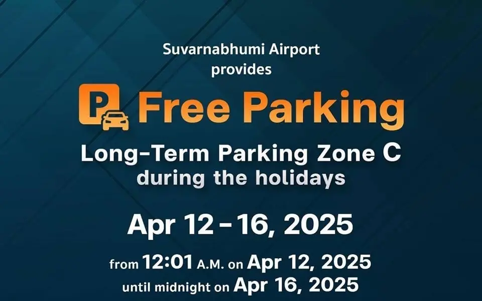Songkran-Feiertage: Kostenloses Parken am Flughafen Suvarnabhumi