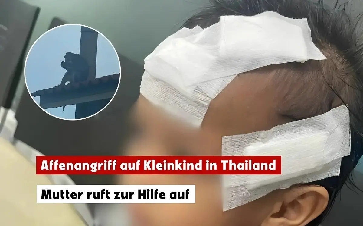 Thailändische Mutter bittet um Hilfe, nachdem Affen ihre Tochter gebissen haben