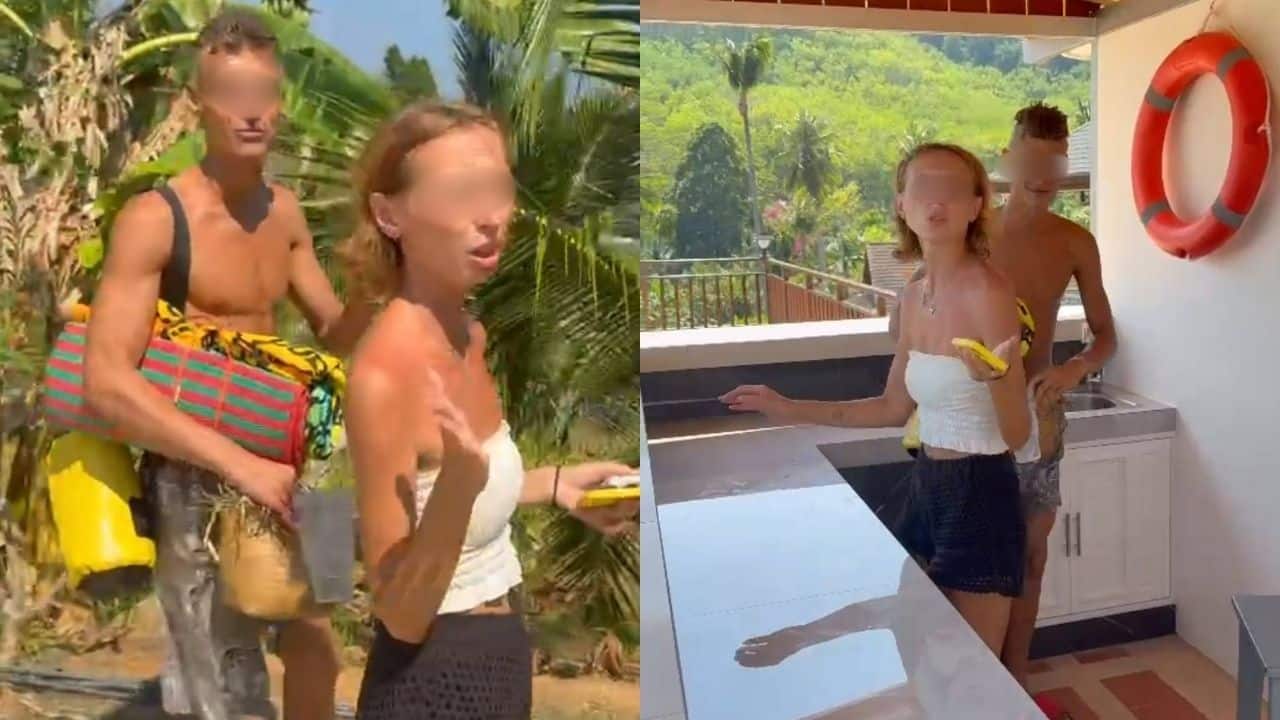 Ausländisches Paar beim Schwimmen und Drogenkonsum in Phuket (Video)