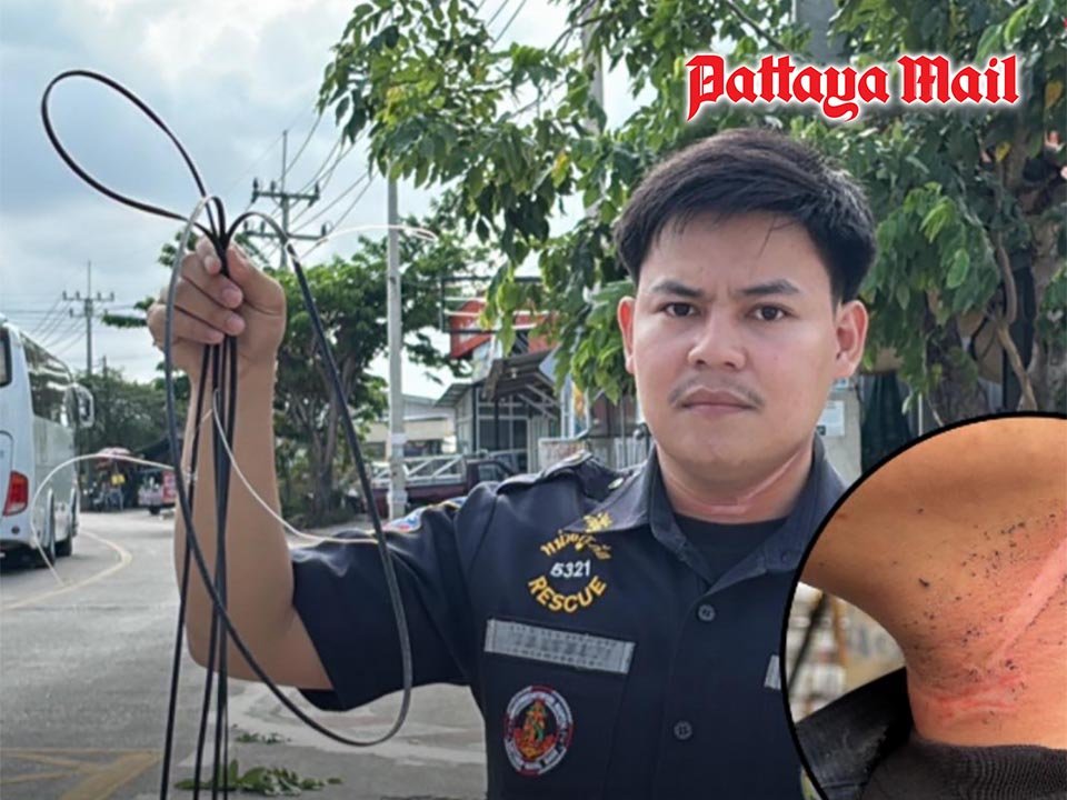 Pattaya: Kabel reißt Rettungshelfer fast den Kopf ab