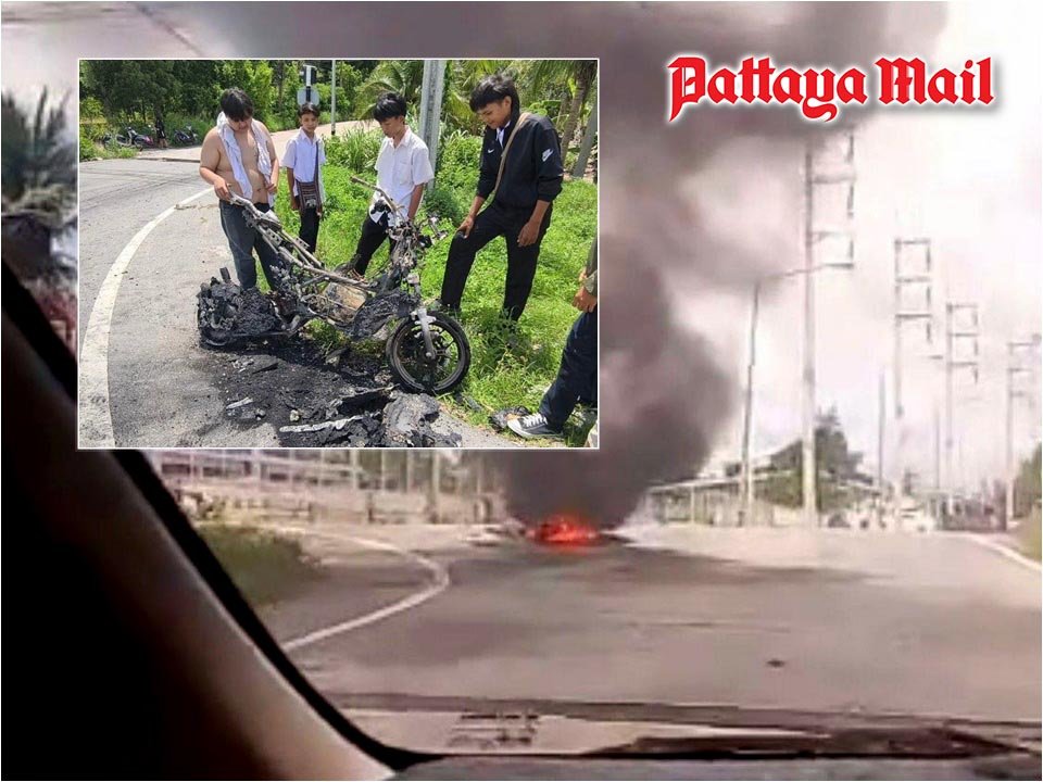 Motorrad bei Pattaya in Flammen: Teenager entkommt nur knapp