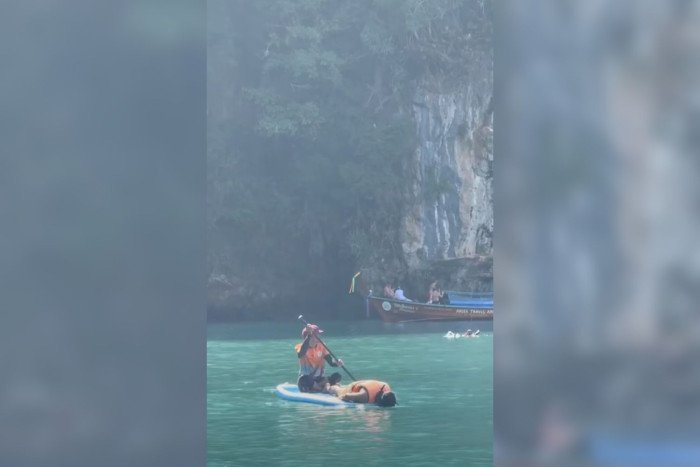 Drama-Video aus Krabi: Tauch-Muffel sorgt für virale Lachnummer