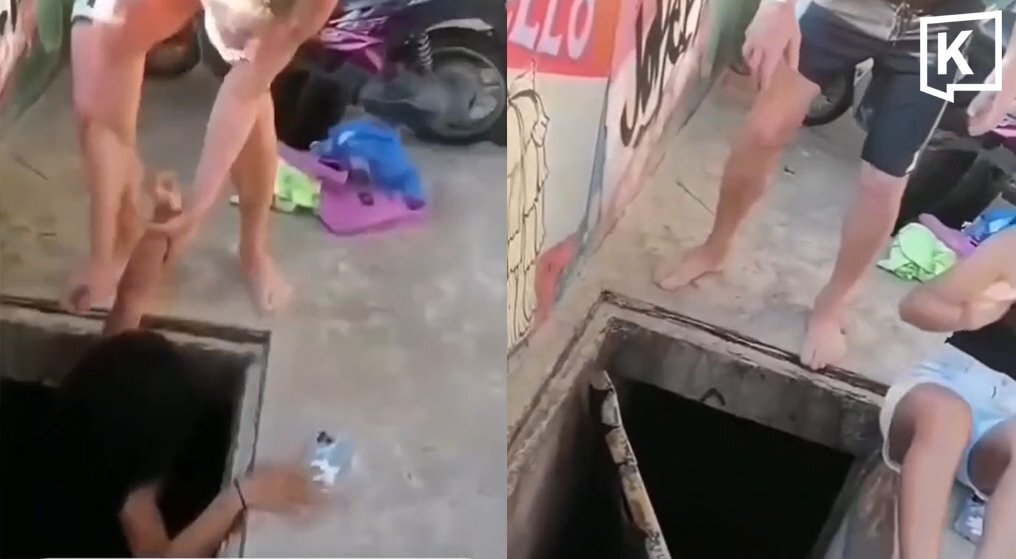 Touristin stürzt auf Phuket in Abfluss