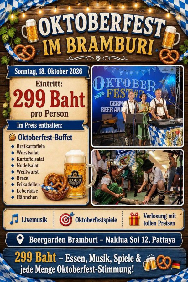 Plakat zum Oktoberfest im Beergarden Bramburi am Sonntag, 18. Oktober 2026