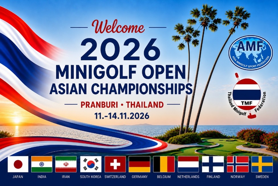 Willkommensmotiv der Minigolf Open Asian Championships 2026 in Pranburi, 11. bis 14. November