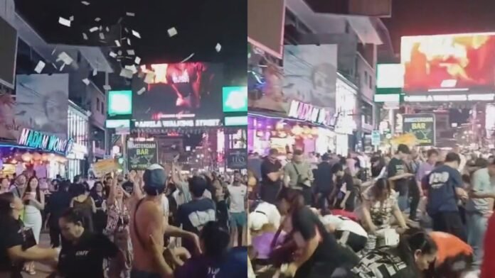 Geldregen auf Bangla Road: Passanten stürzen sich auf Scheine